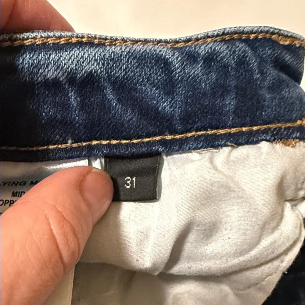Flying Monkey Mid Rise Cropped Jeans Size 31 Distressed Raw Hem